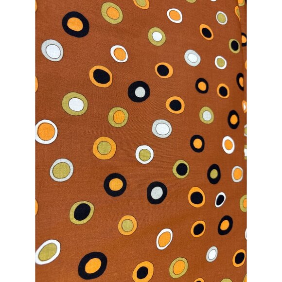 Retro Circle Pattern Fabric by Cranston 1/2 yard x 44" Cotton Brown Orange Green - Picture 4 of 5